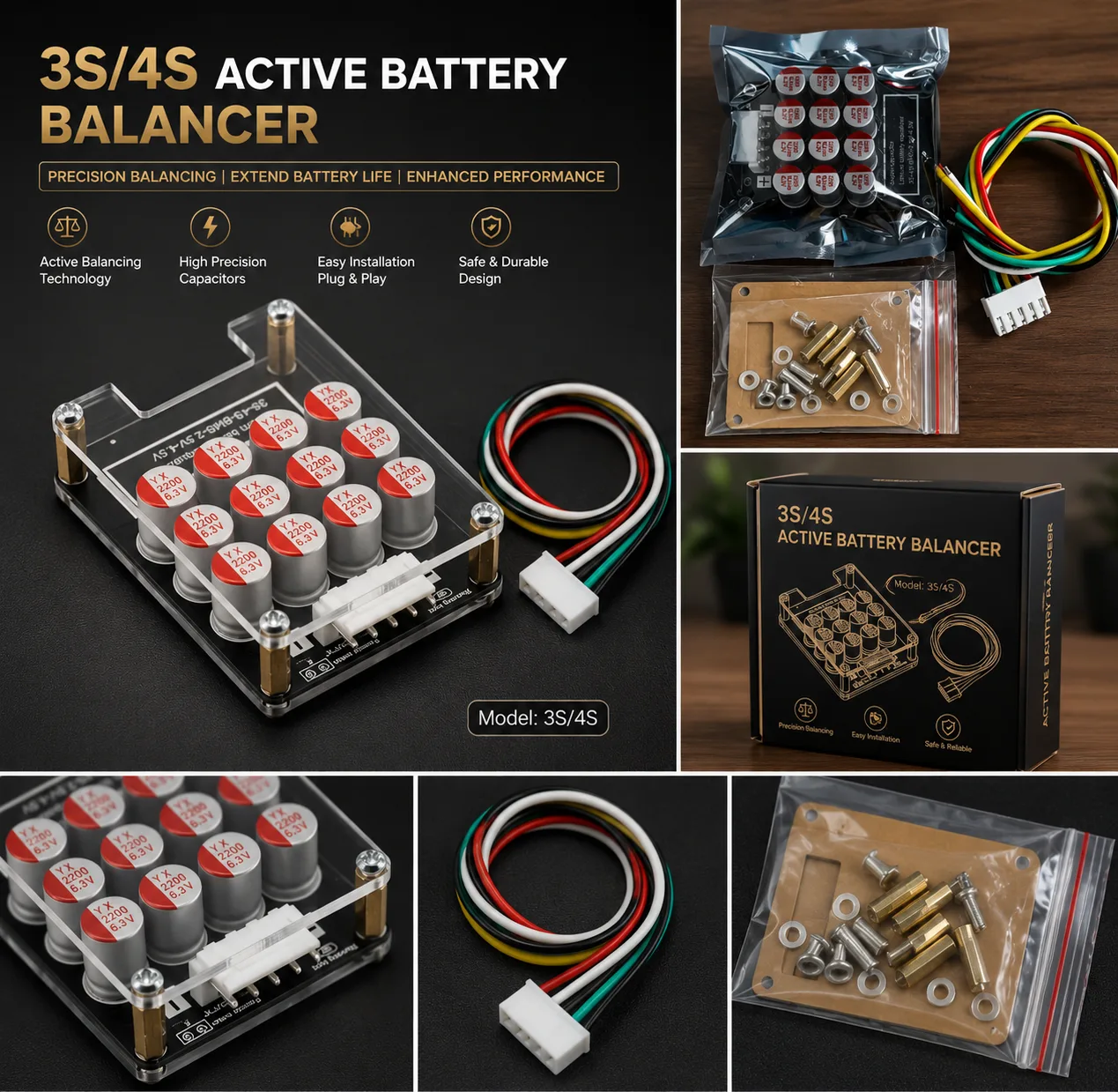 3S/4S Active Battery Balancer for Lithium Batteries (5.5A)