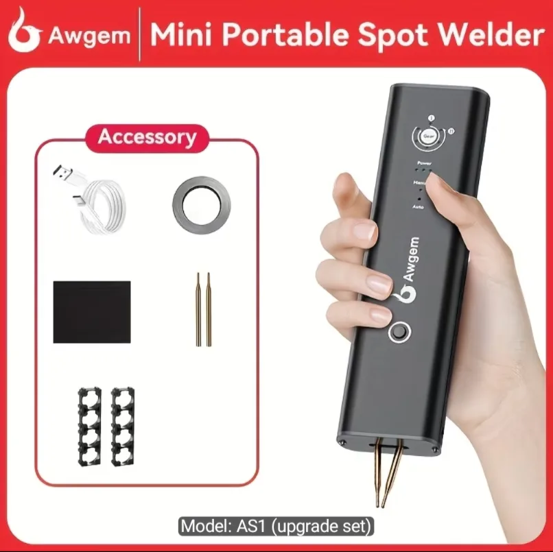 Awgem AS1 Portable Spot Welding Machine - Manual/ Automatic Dual Mode for Battery Packs & Electronics Repair